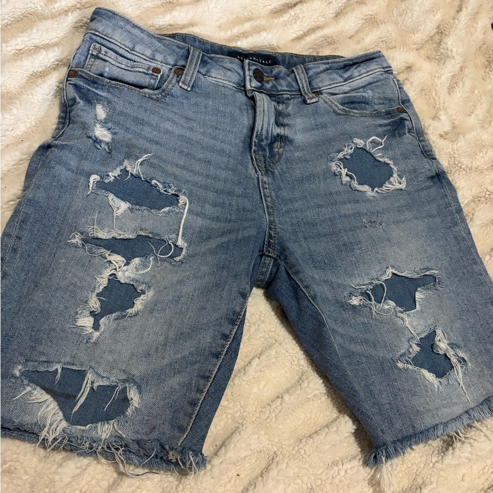 Aeropostale Blue Distressed Jean Shorts